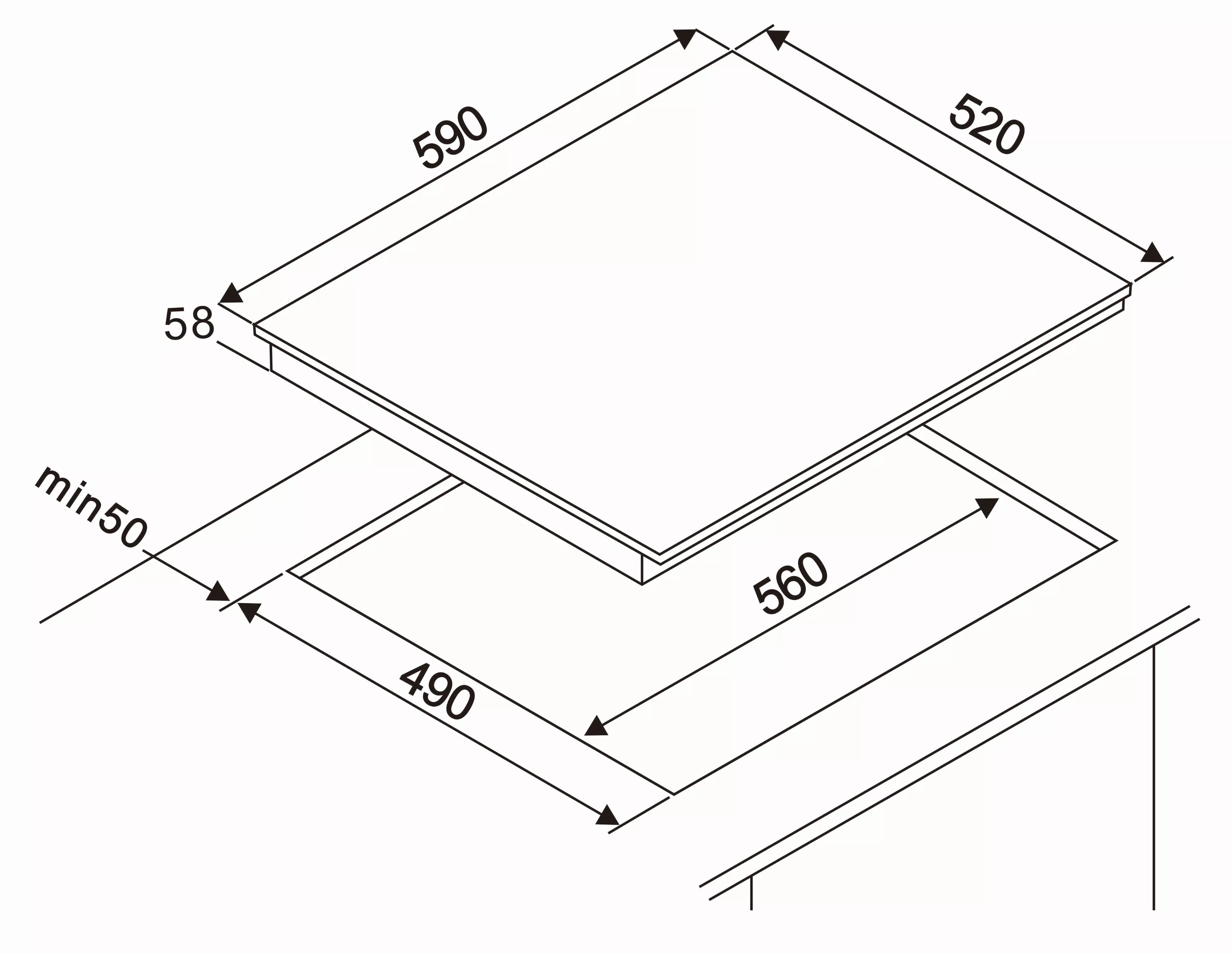 Kochfeld Induktion autark 4 Zonen Glaskeramikkochfeld 60 cm Bridgezone Respekta