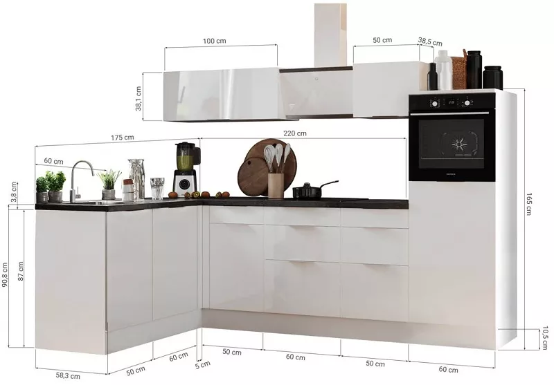 Küche vormontierte L - Küche 280 x 175 cm wechselseitig aufbaubar incl. Geräte Respekta Selection Elisabeth Artisan 