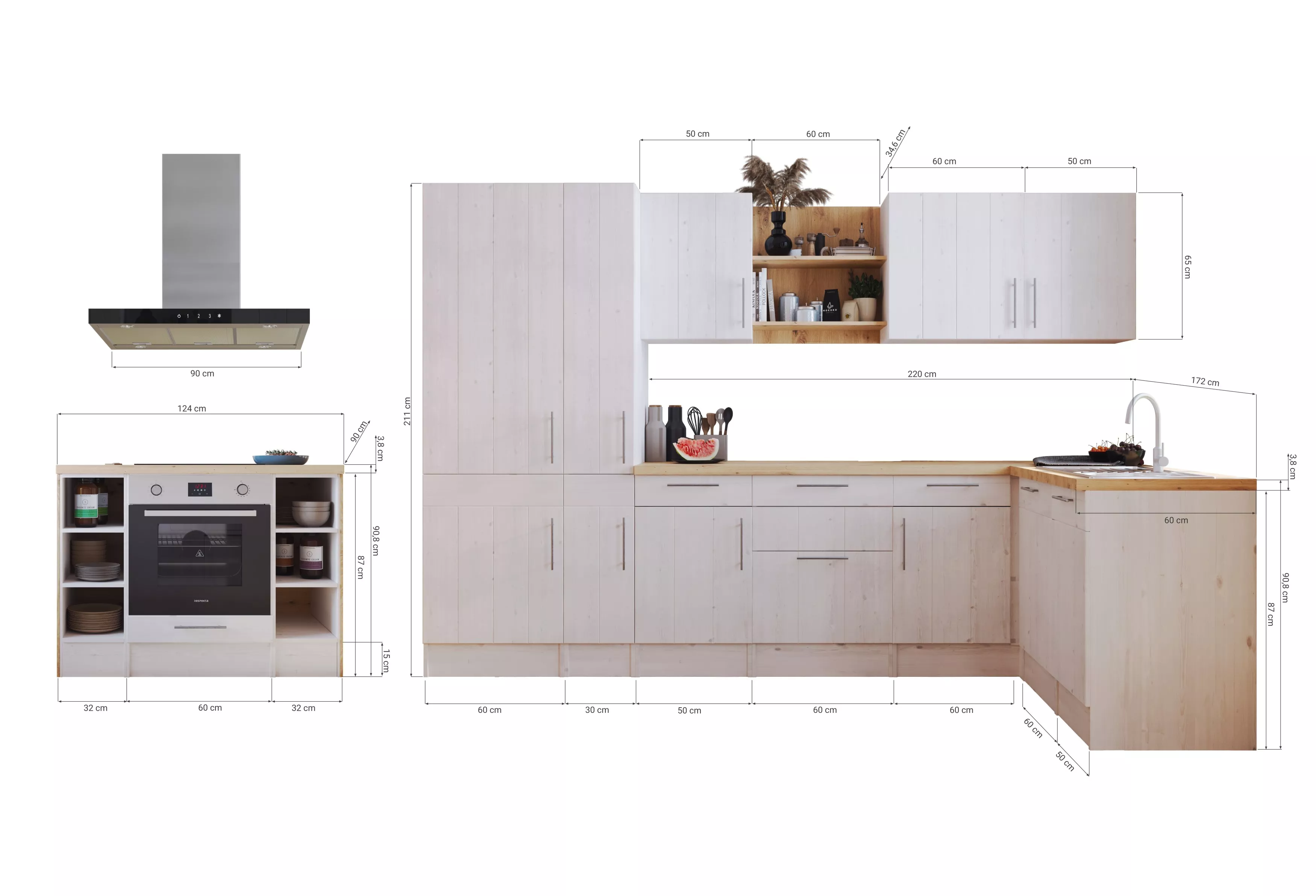 Küche Winkelküche Landhaus Inselküche Induktion Anton 310 x 172 cm Respekta