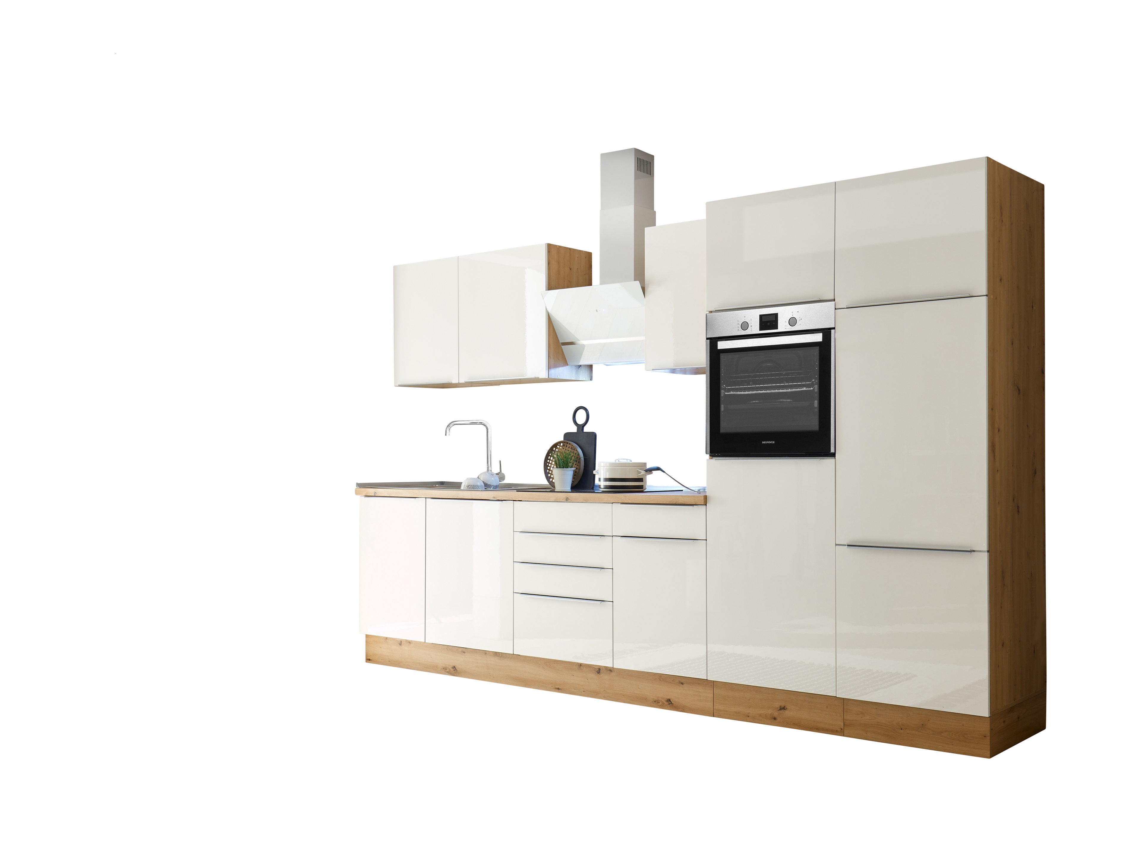 Küche Küchenzeile Küchenblock Marleen 340 cm Premium 176564125 Respekta Eiche Artisan | Weiß