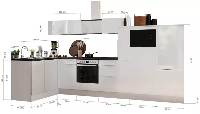 Küche vormontierte L - Küche 370 x 175 cm wechselseitig aufbaubar incl. Geräte Respekta Selection Elisabeth Grau 