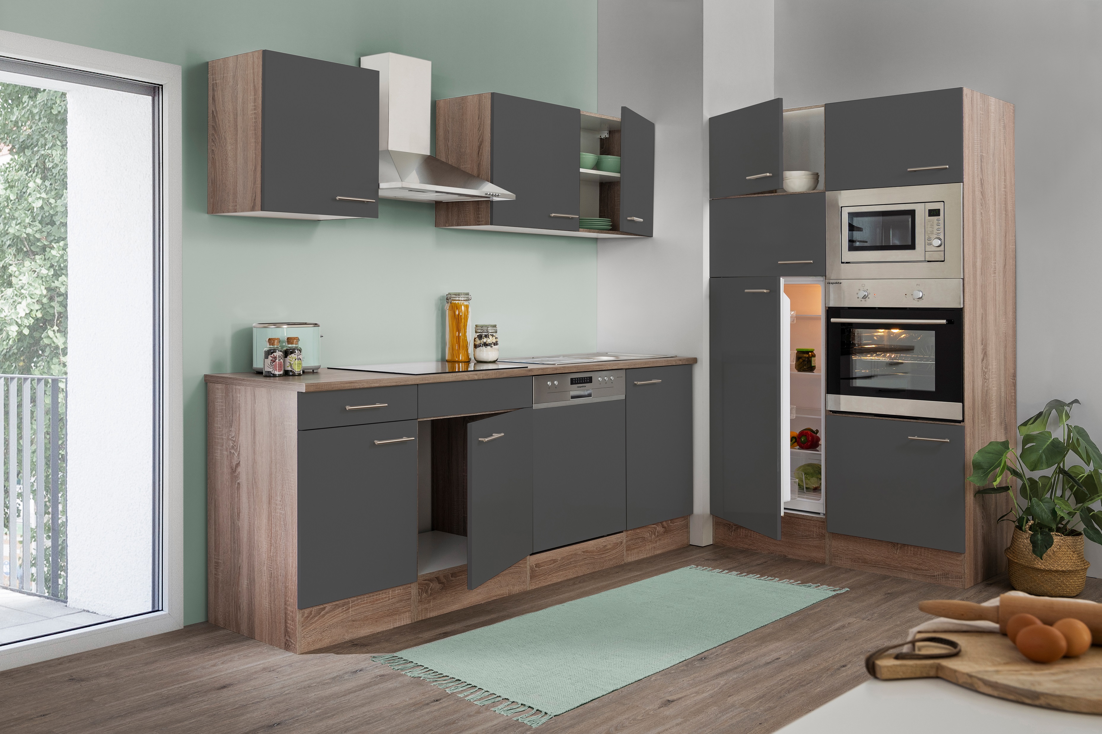 CORNETTA | Cucina Componibile Lineare L 160 cm 6 pz | Piano di lavoro  INCLUSO | Set di mobili da cucina