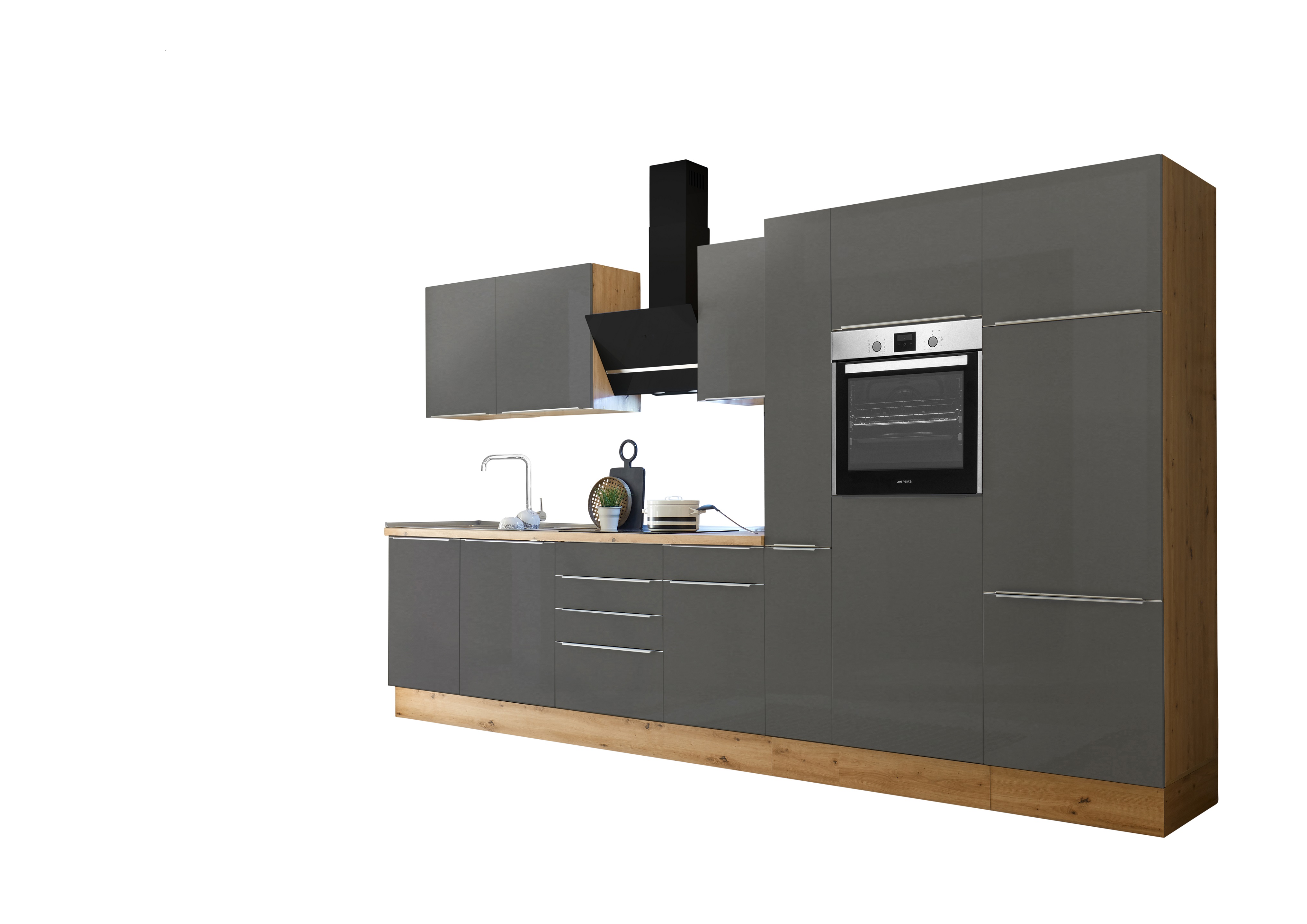 Küche Küchenzeile Küchenblock Marleen Artisan Eiche 176573565 Respekta 370 cm Grau | Premium