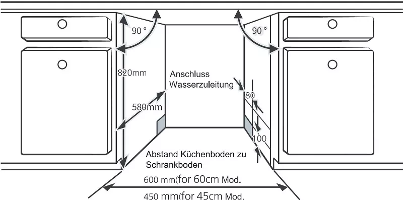 Geschirrspüler Einbau Spülmaschine teilintegriert Aquastop 45 cm Respekta