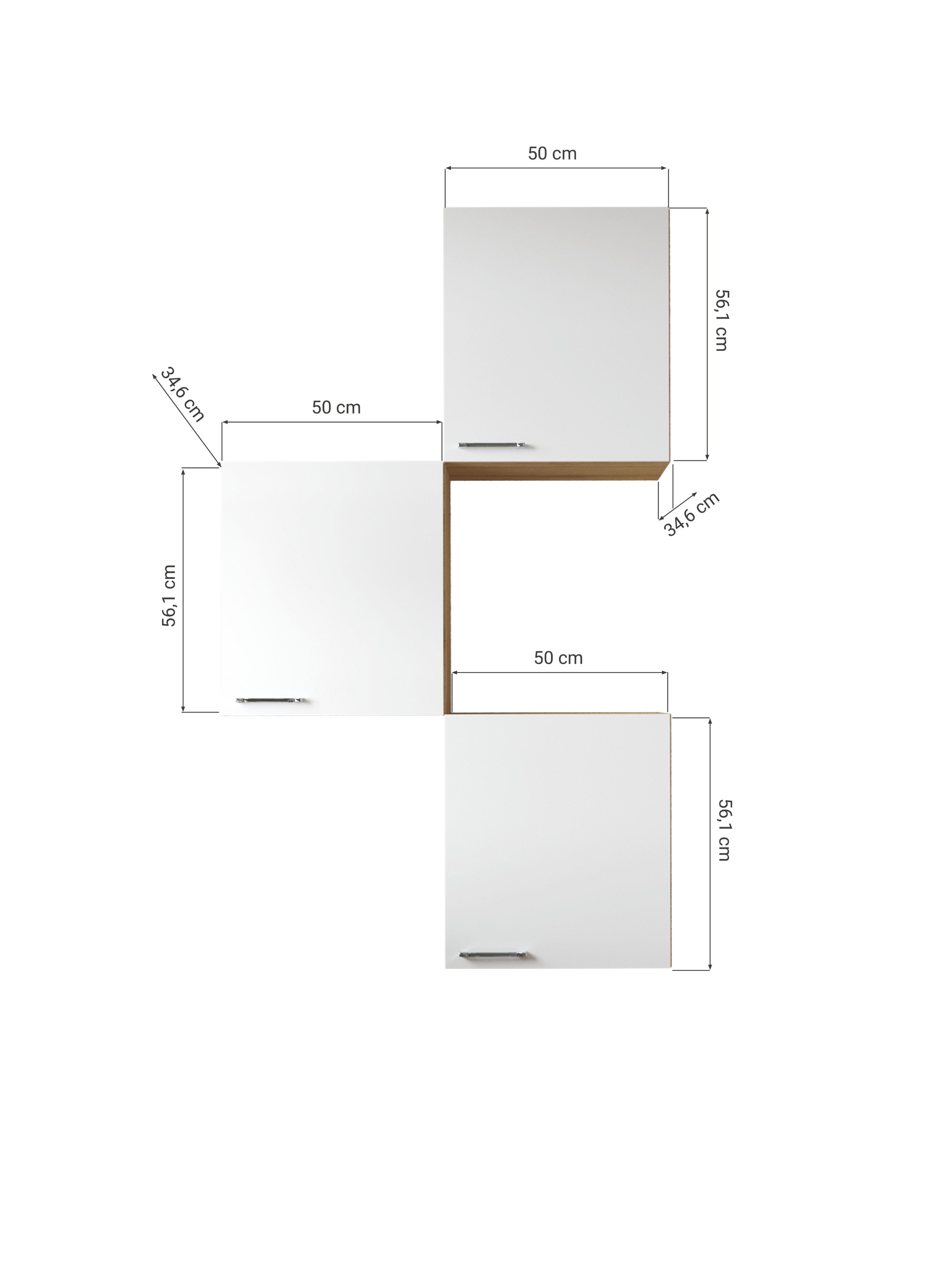 Oberschrank Hängeschrank Küche 3 x 50 cm Eiche Sägerau Schwarz Merle Respekta