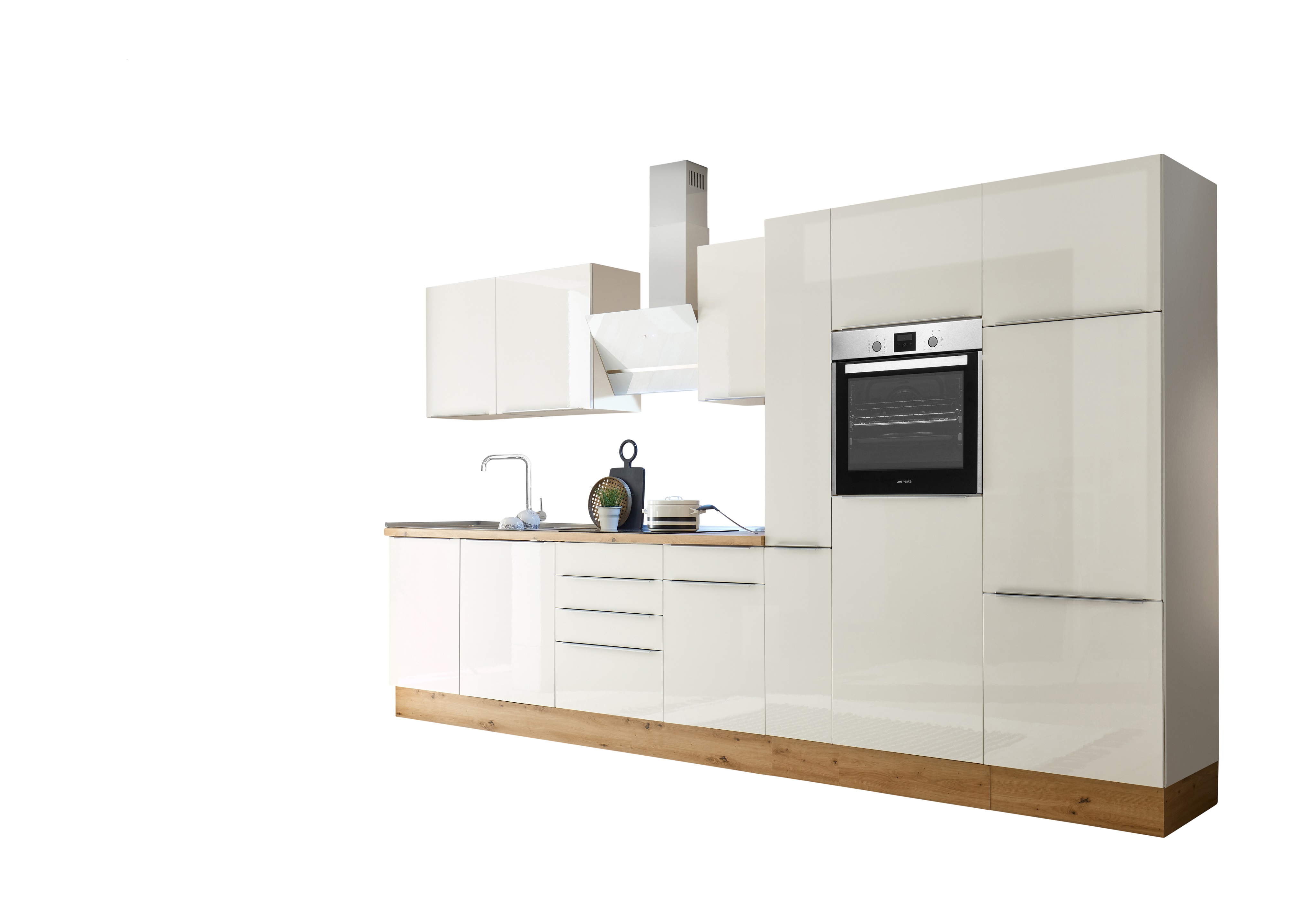 Küche Küchenzeile Küchenblock Marleen Eiche Premium 176573547 370 cm Weiß | Respekta Artisan