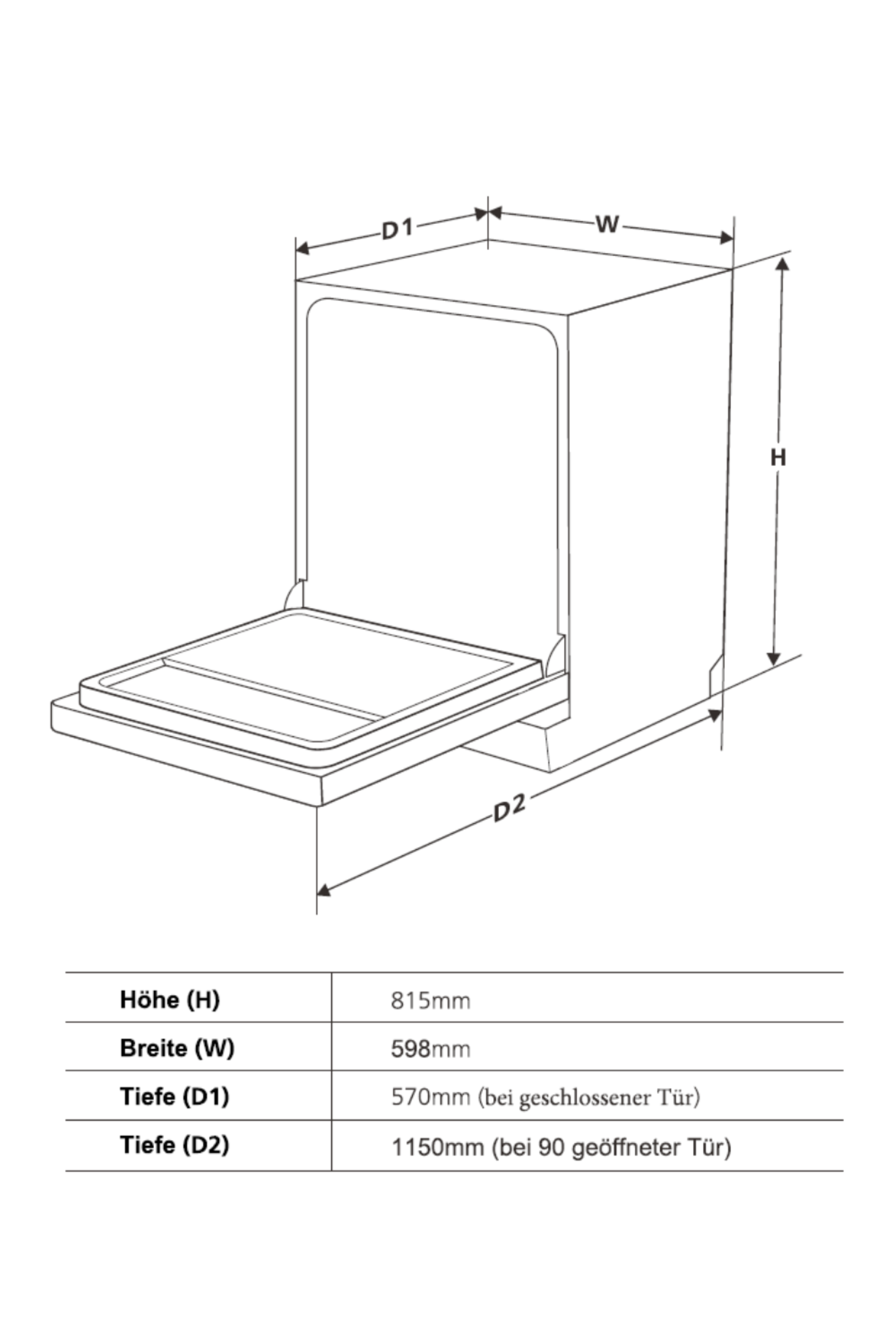 Geschirrspüler Einbau Spülmaschine teilintegriert 60 cm Respekta