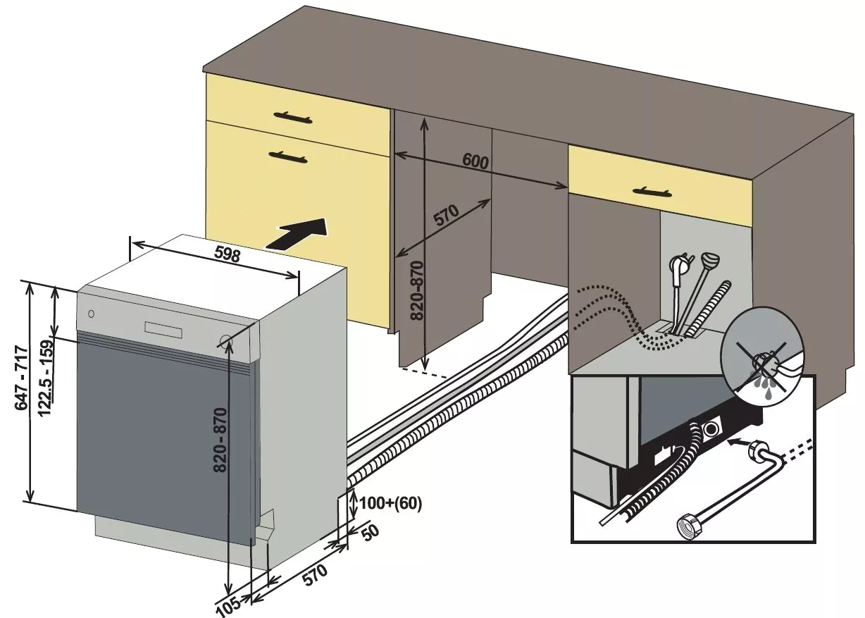 Geschirrspüler Einbau Spülmaschine teilintegriert Aquastop 60 cm Respekta