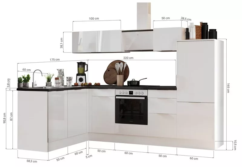 Küche vormontierte L - Küche 280 x 175 cm wechselseitig aufbaubar incl. Geräte Respekta Selection Elisabeth Artisan 