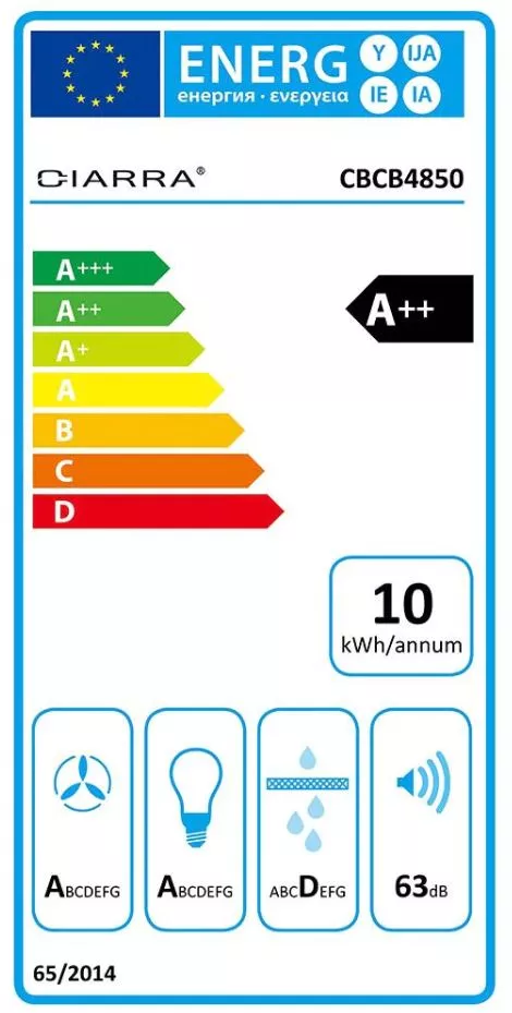 CIARRA Smart Inselhaube Dunstabzugshaube EEK A++ 48cm CBCB4850-OW