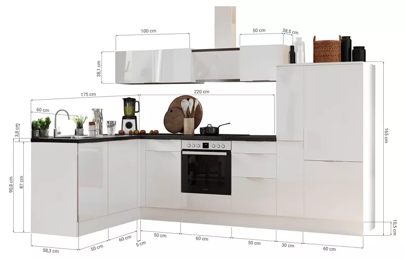 Küche vormontierte L - Küche 310 x 175 cm wechselseitig aufbaubar incl. Geräte Respekta Selection Elisabeth Artisan 