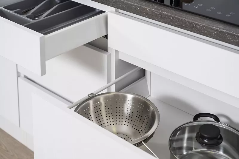 Angolo cucina unità cucina a forma di L cucina senza maniglie nero 345x172 cm respekta