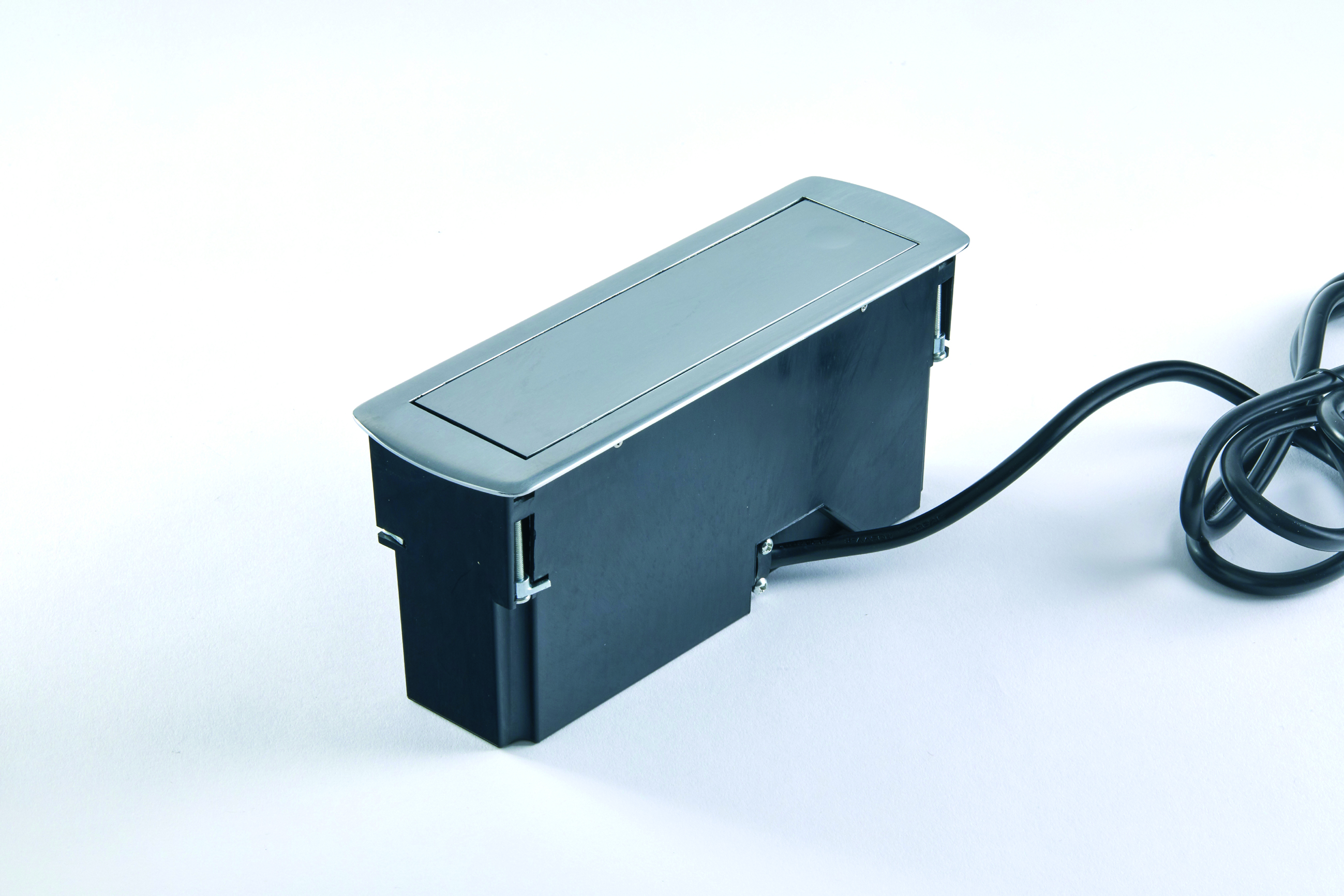 Einbausteckdose versenkbar 2-fach mit USB & USBC Silber mit
