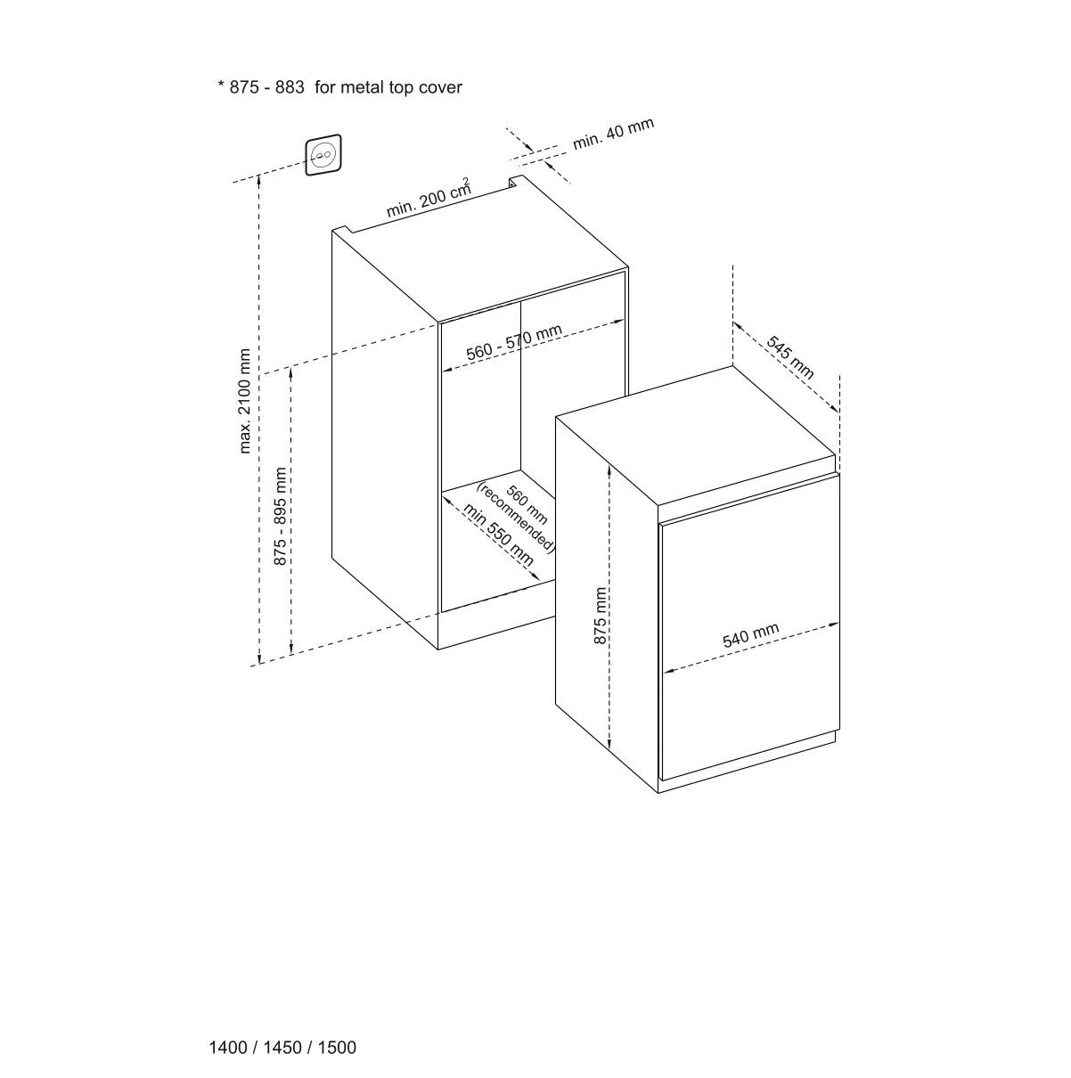 Kühlschrank 4* Gefrierfach Einbaukühlschrank Schlepptür 88 cm KS88.4-10 Respekta