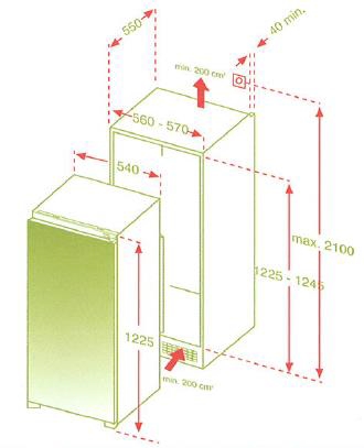 Respekta réfrigérateur encastrable 122 cm sans congélateur / 200 L