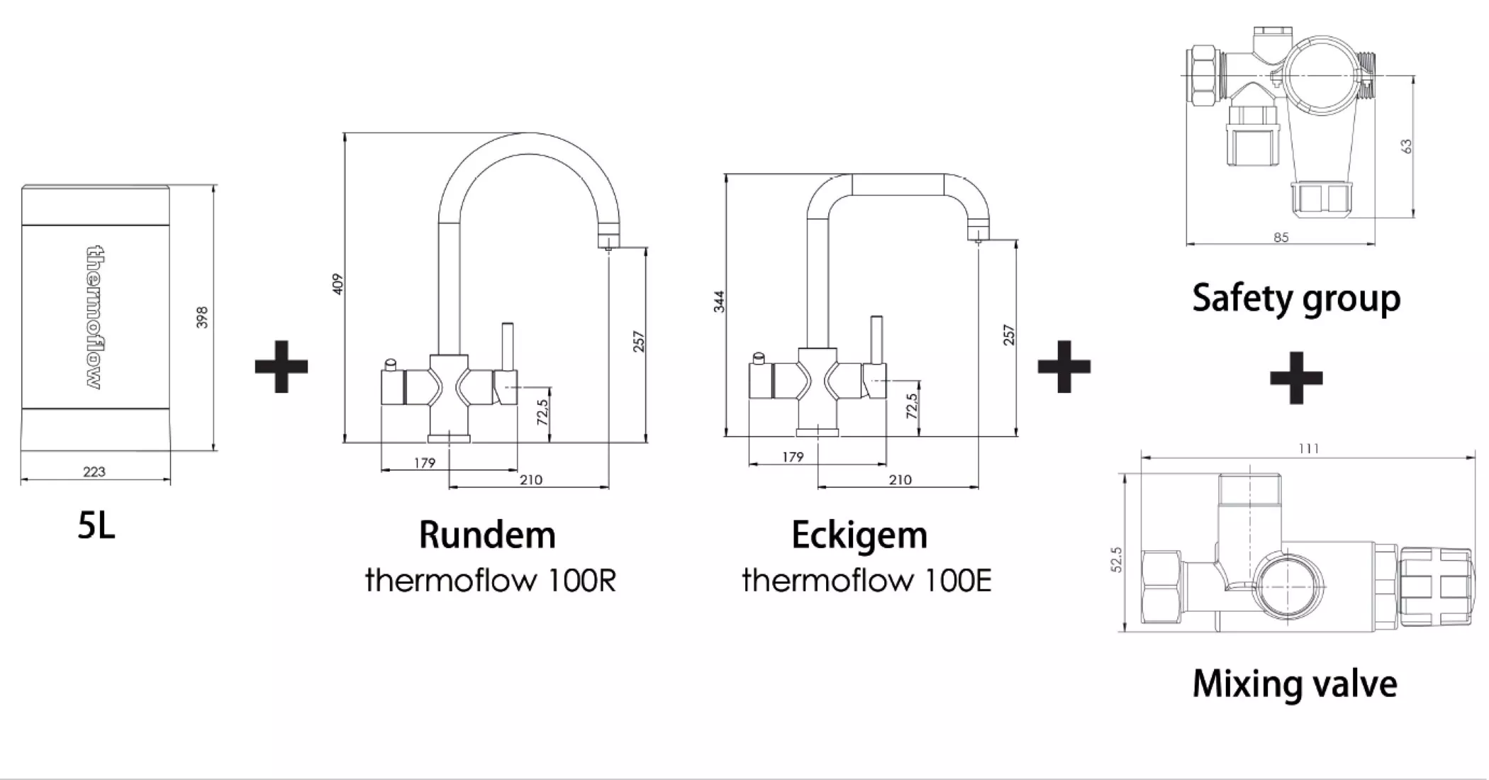 Kochendwassergerät 5 L Boiler mit Armatur 2,2 kW steckerfertig Thermoflow