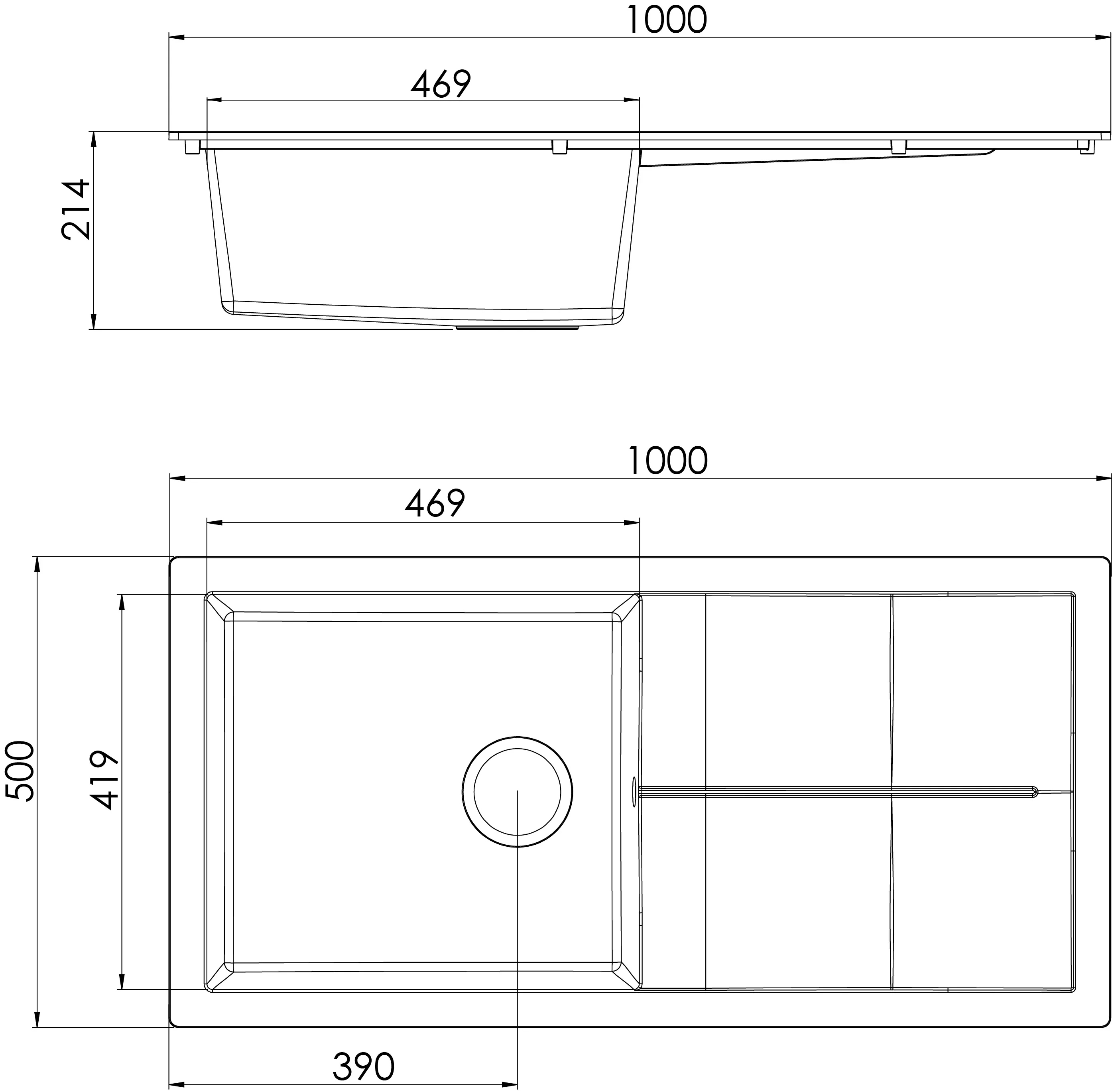 Küchenspüle Einbauspüle Spüle Granit Mineralite 100x50 Schwarz Respekta Cleveland