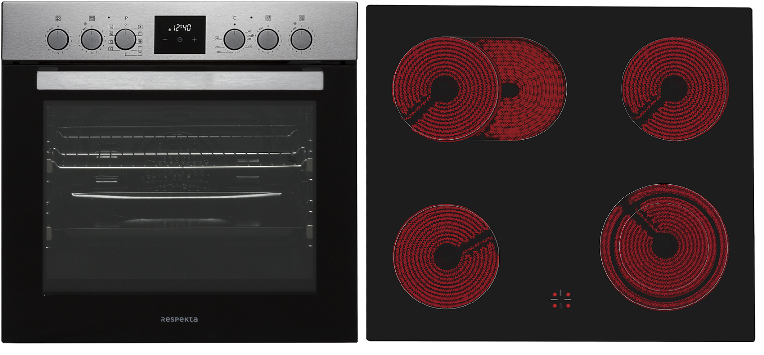 Backofen Herdset Einbau Kochfeld Glaskeramik rahmenlos Respekta HS3001-19